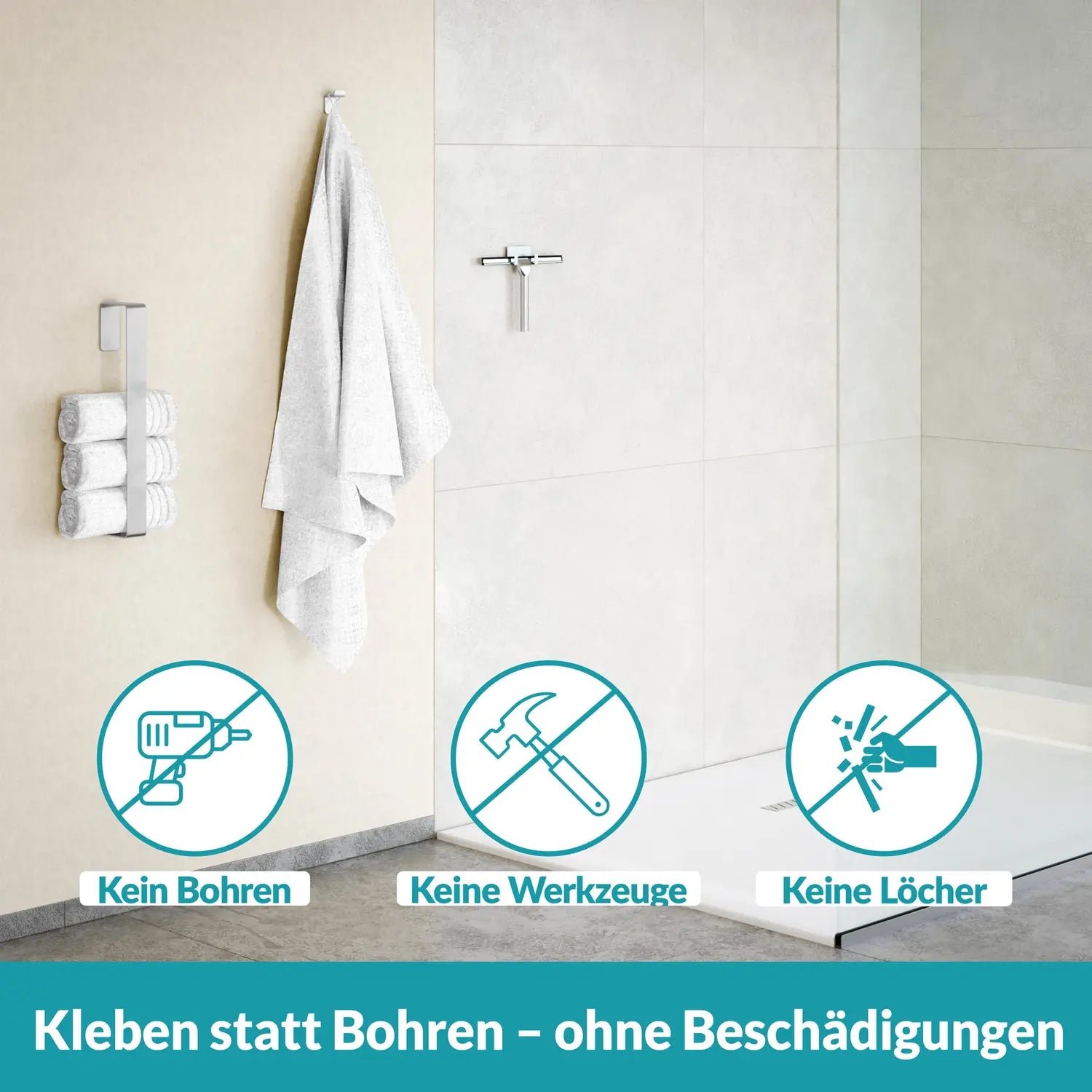 B-Ware Weissenstein Duschabzieher Badabzieher Silber Gummilippe Klebehalterung - 4260470462180