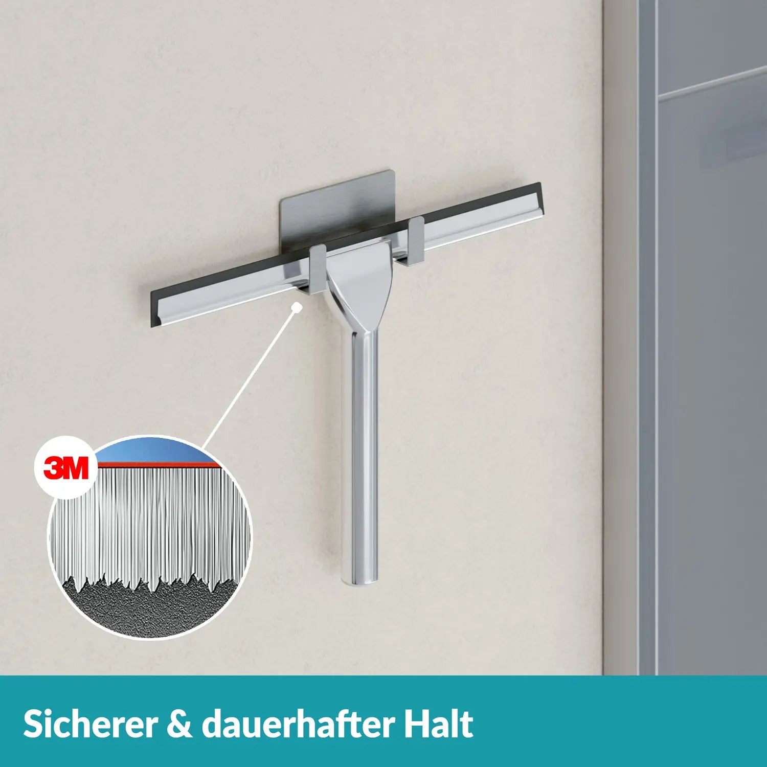 B-Ware Weissenstein Duschabzieher Badabzieher Silber Gummilippe Klebehalterung - 4260470462180