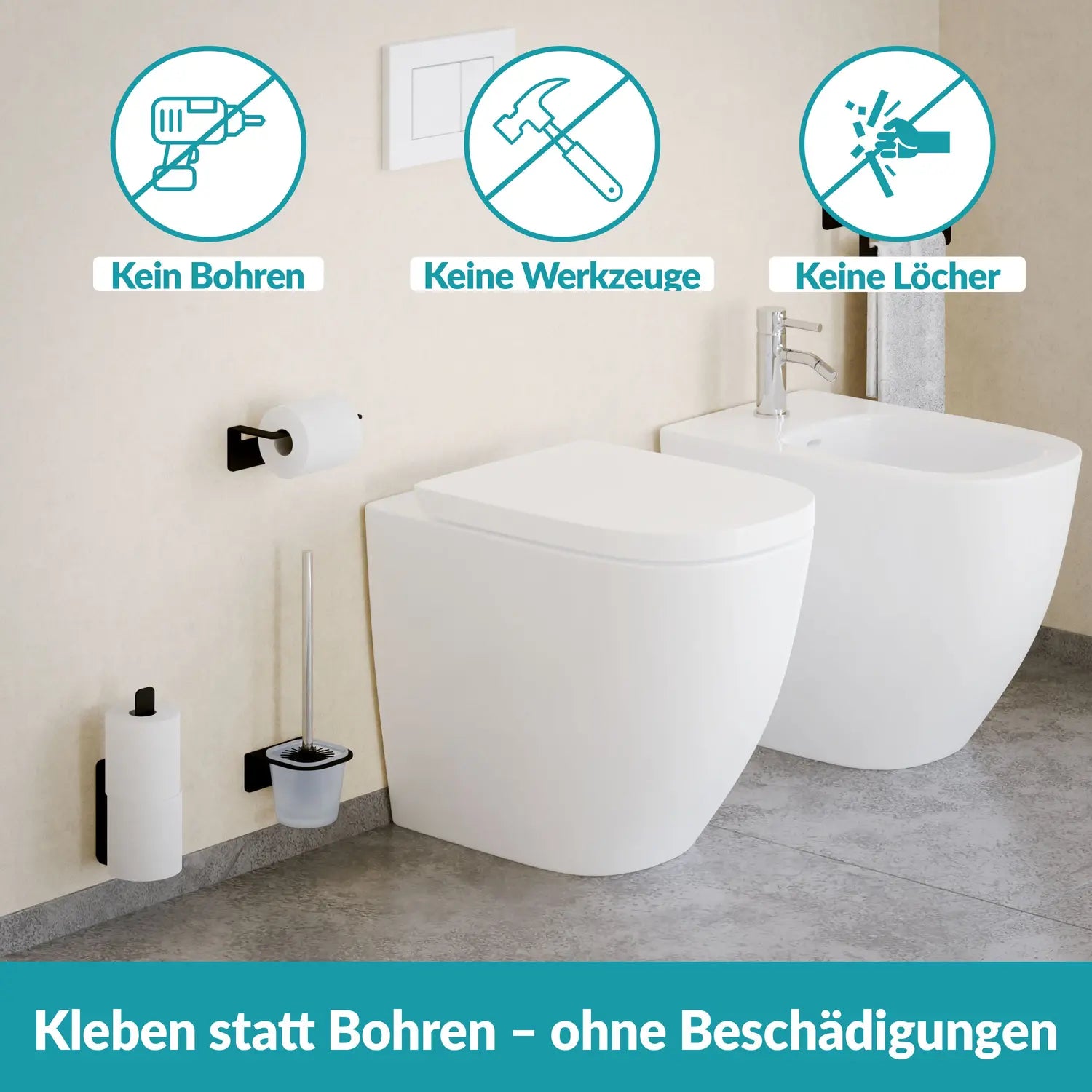 B-Ware Weissenstein Ersatzrollenhalter Toilettenpapier Schwarz Edelstahl Bad - 4260470462142