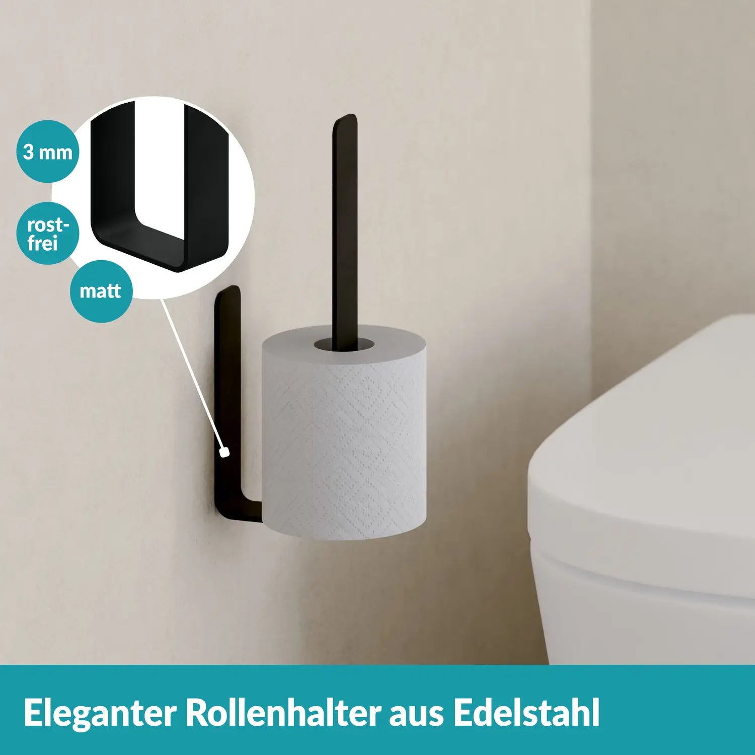 B-Ware Weissenstein Ersatzrollenhalter Toilettenpapier Schwarz Edelstahl Bad - 4260470462142