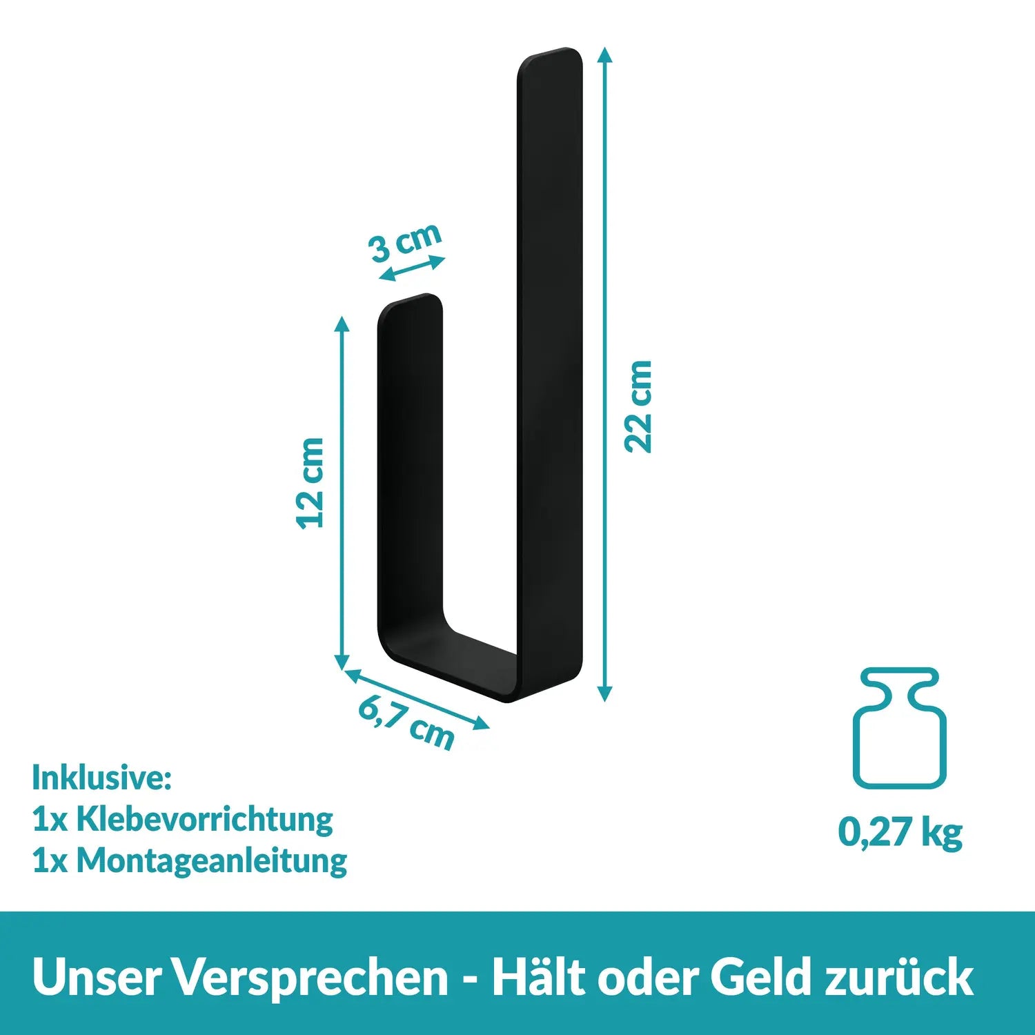 B-Ware Weissenstein Ersatzrollenhalter Toilettenpapier Schwarz Edelstahl Bad - 4260470462142