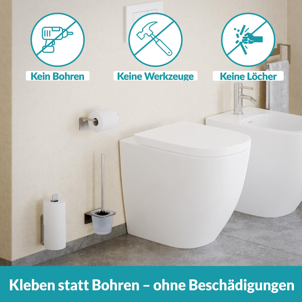WEISSENSTEIN Ersatzrollenhalter Toilettenpapierhalter WOMO Edelstahl Badezimmer - 4260470462135
