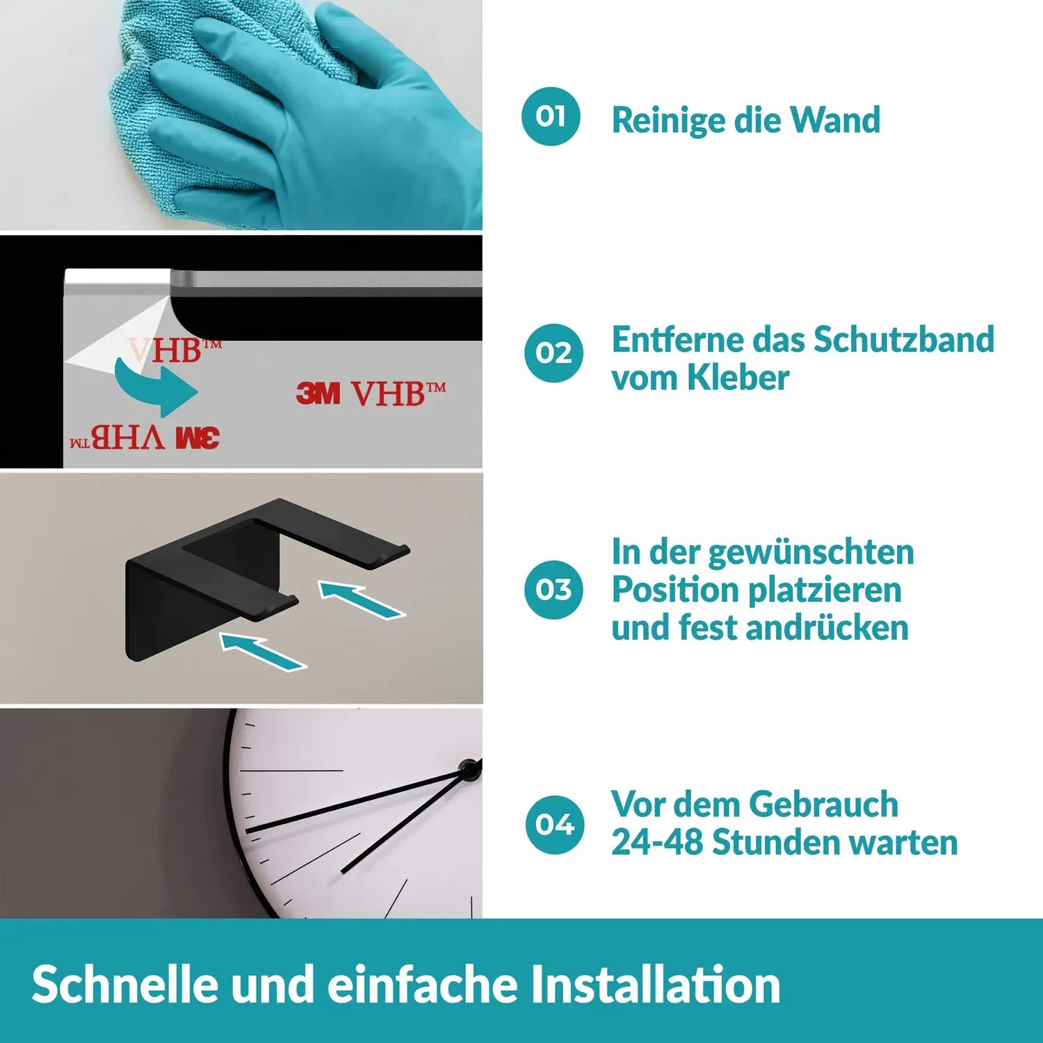 B-Ware Weissenstein Föhnhalter Halterung Womo Schwarz Wandbefestigung Bad 4 Stück - 4260470462395