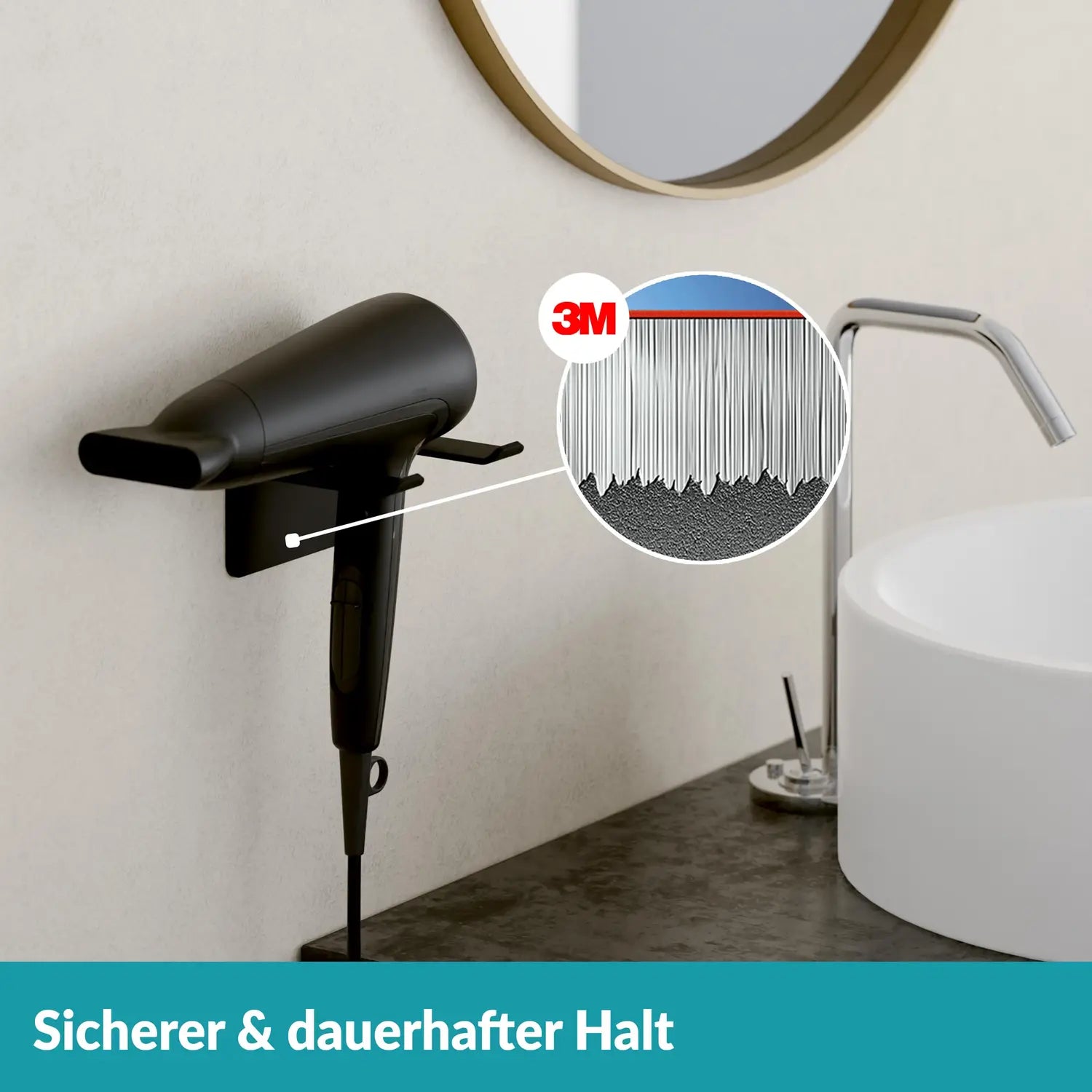 B-Ware Weissenstein Föhnhalter Halterung Womo Schwarz Wandbefestigung Bad 4 Stück - 4260470462395