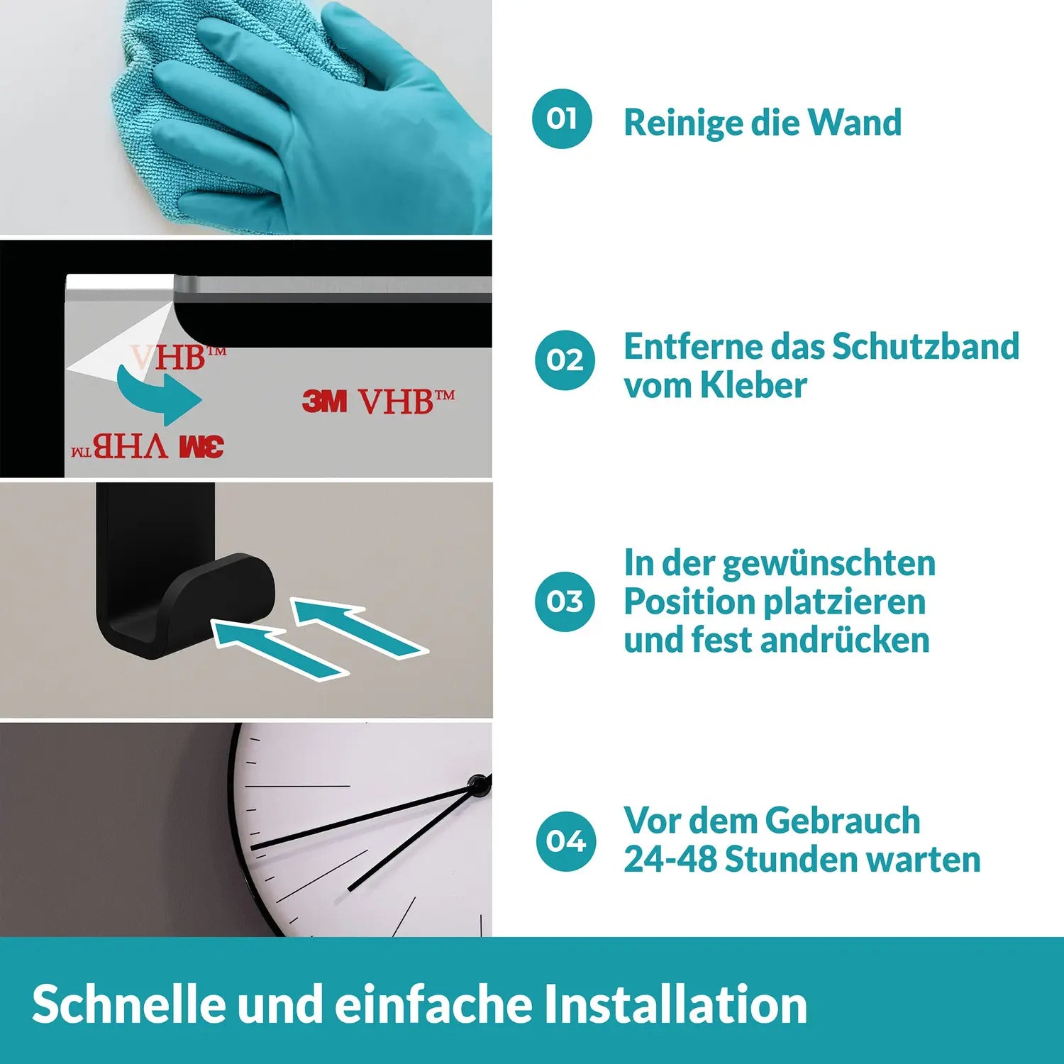 B-Ware Weissenstein Aufhänger Handtuchhaken Schwarz Edelstahl Selbstklebend 35 Stück - 4260470461992