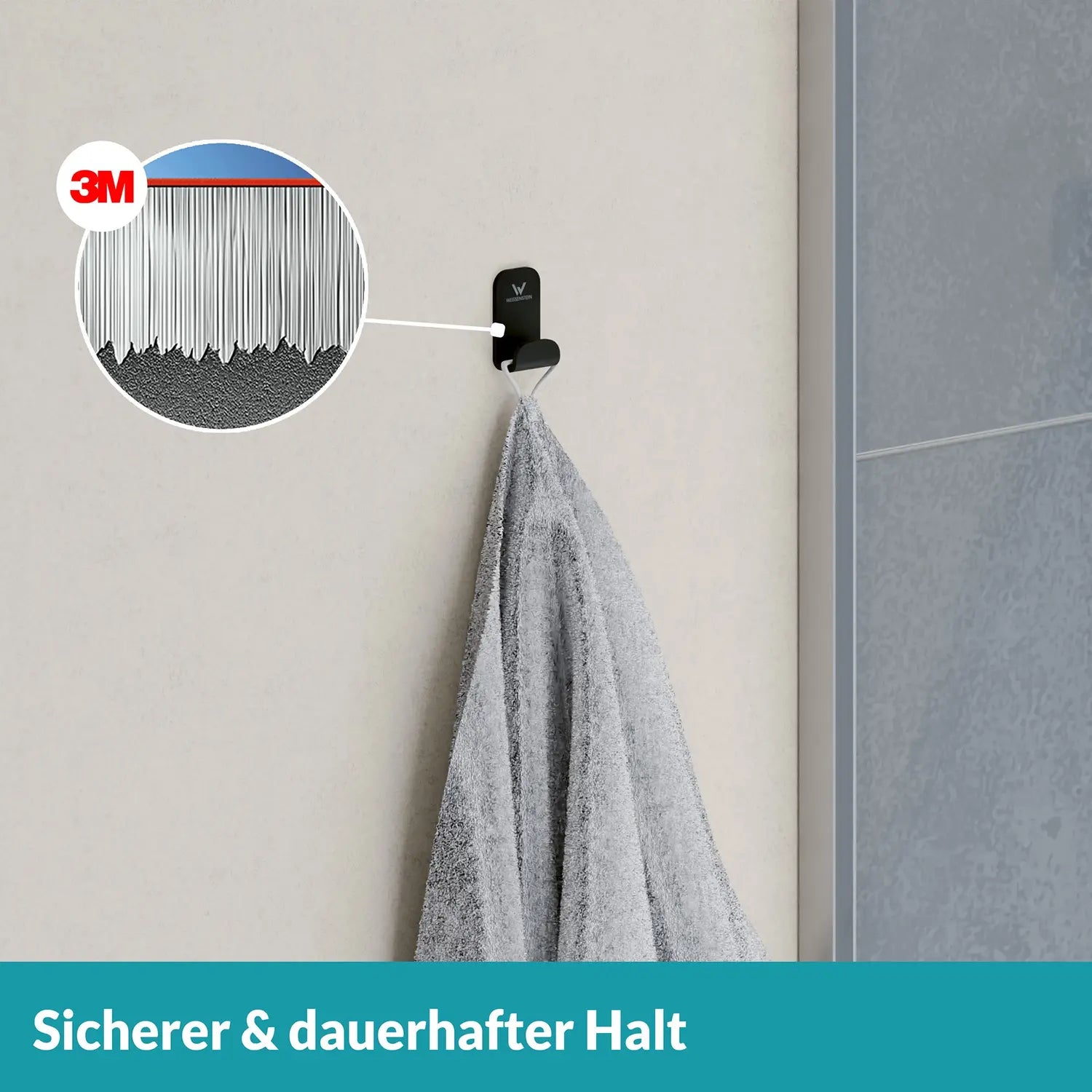 B-Ware Weissenstein Aufhänger Handtuchhaken Schwarz Edelstahl Selbstklebend 35 Stück - 4260470461992