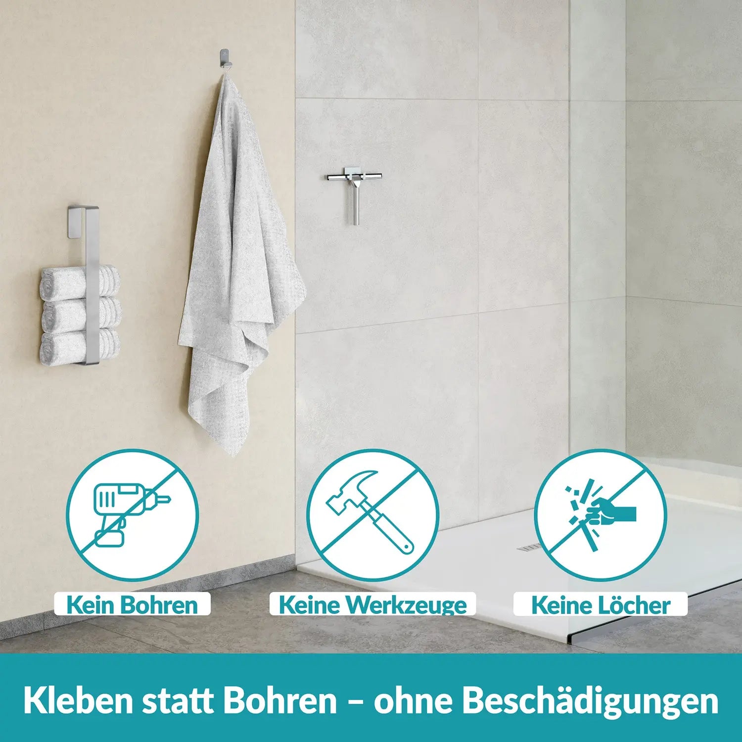 B-Ware Weissenstein Haken Womo Edelstahl Matt Silber Selbstklebend 4er Pack 15 Sets - 4260470461442