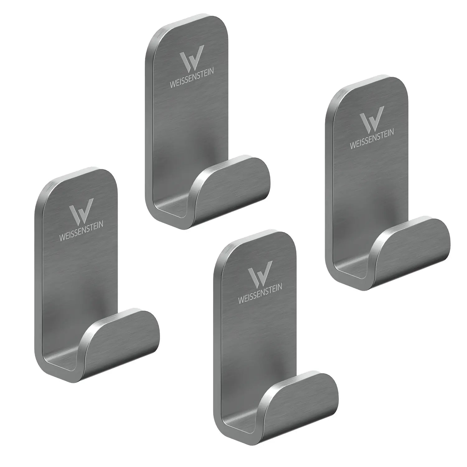 B-Ware Weissenstein Haken Womo Edelstahl Matt Silber Selbstklebend 4er Pack 15 Sets - 4260470461442