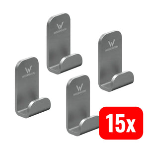 B-Ware Weissenstein Haken Womo Edelstahl Matt Silber Selbstklebend 4er Pack 15 Sets