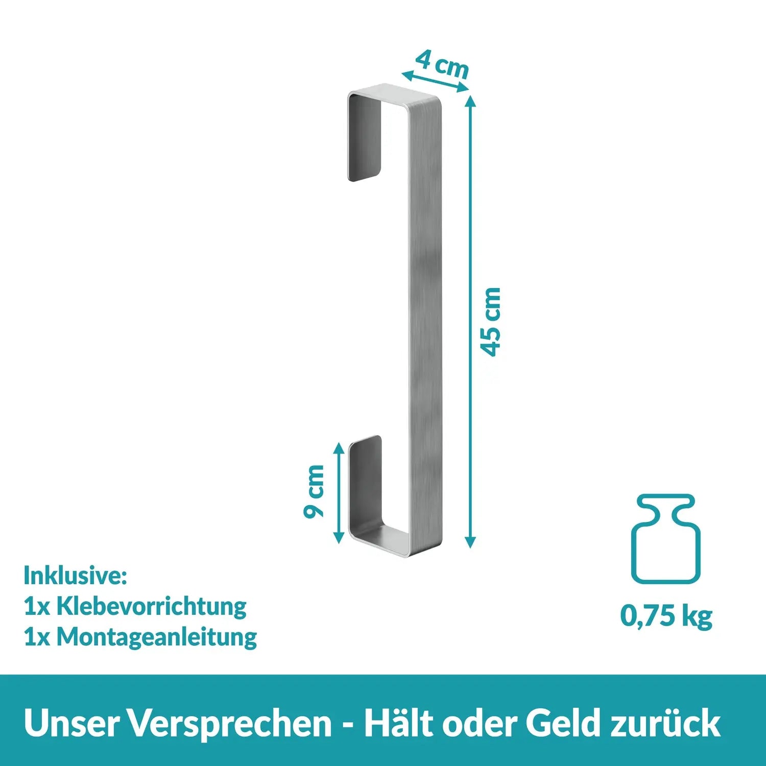 B-Ware Handtuchhalter Handtuchstange Halterung Senkrecht Weissenstein Womo Silber - 4260470462401