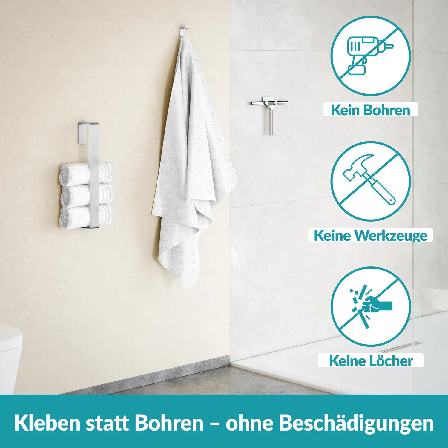B-Ware Handtuchhalter Handtuchstange Halterung Senkrecht Weissenstein Womo Silber - 4260470462401