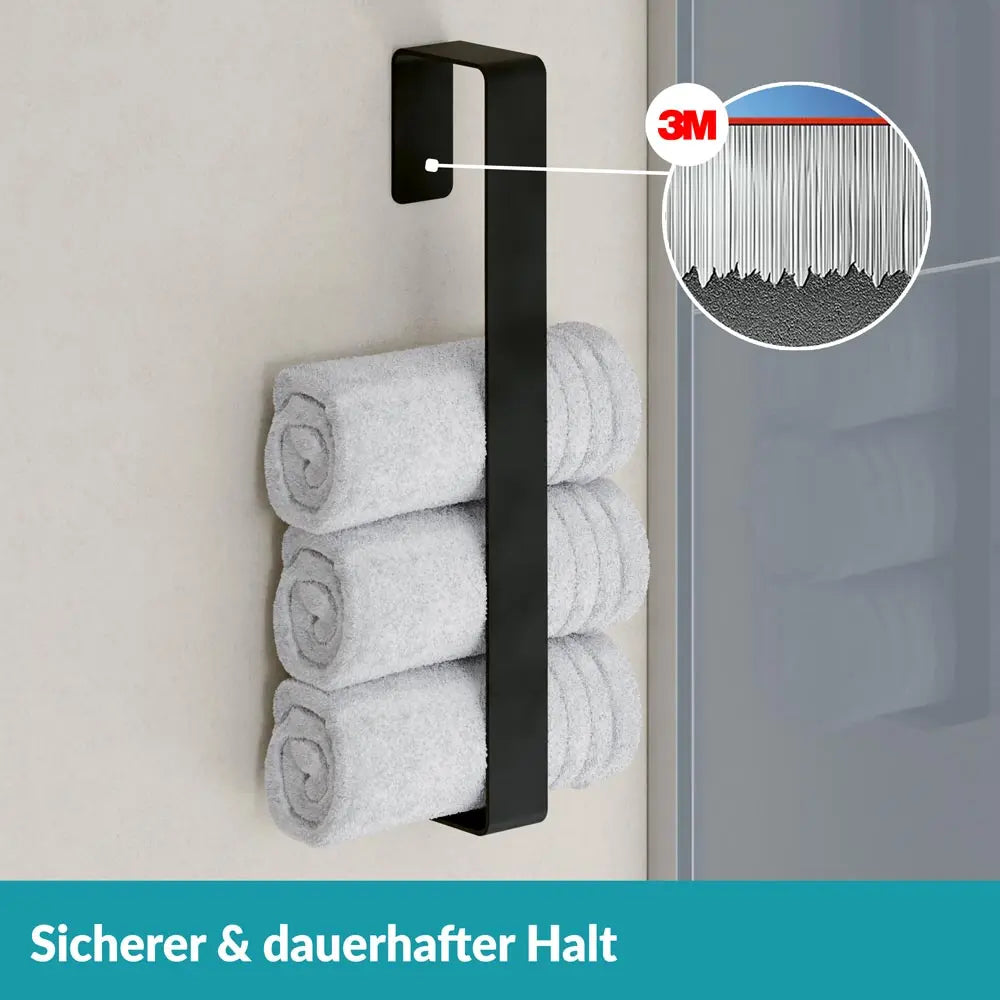 B-Ware Weissenstein Handtuchhalter Handtuchstange Senkrecht Womo Schwarz Klebemontage  - 4260470462418