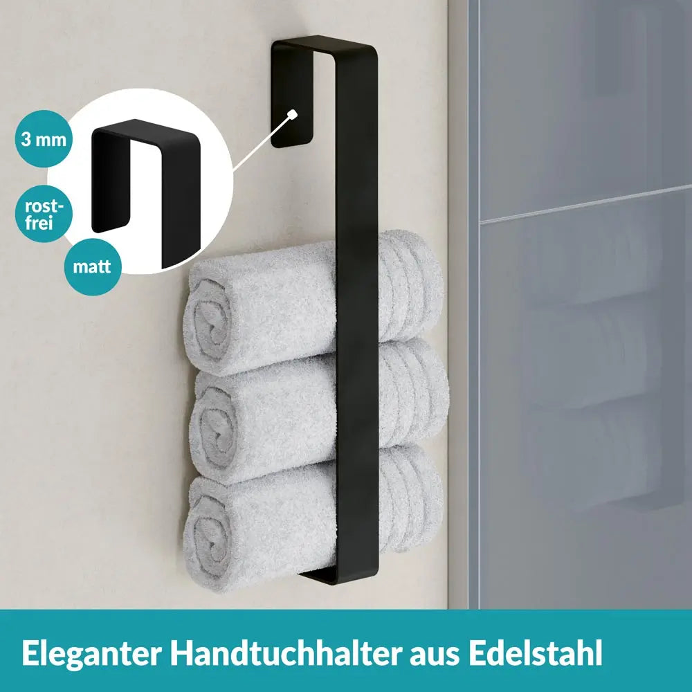 B-Ware Weissenstein Handtuchhalter Handtuchstange Senkrecht Womo Schwarz Klebemontage  - 4260470462418