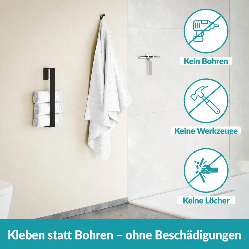 B-Ware Weissenstein Handtuchhalter Handtuchstange Senkrecht Womo Schwarz Klebemontage  - 4260470462418