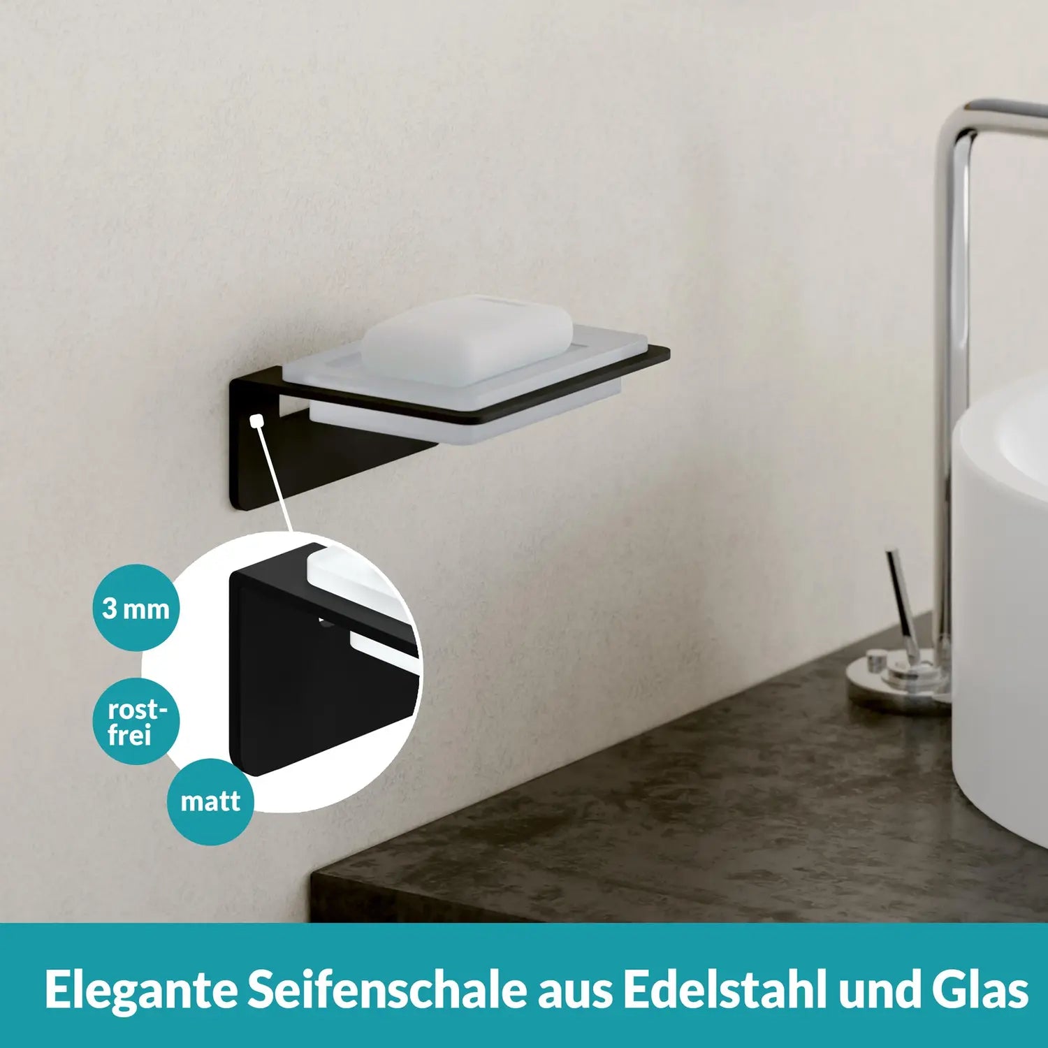 B-Ware Weissenstein Seifenschale Seifenablage Viereckig Edelstahl Womo Wandmontage - 4260470461985