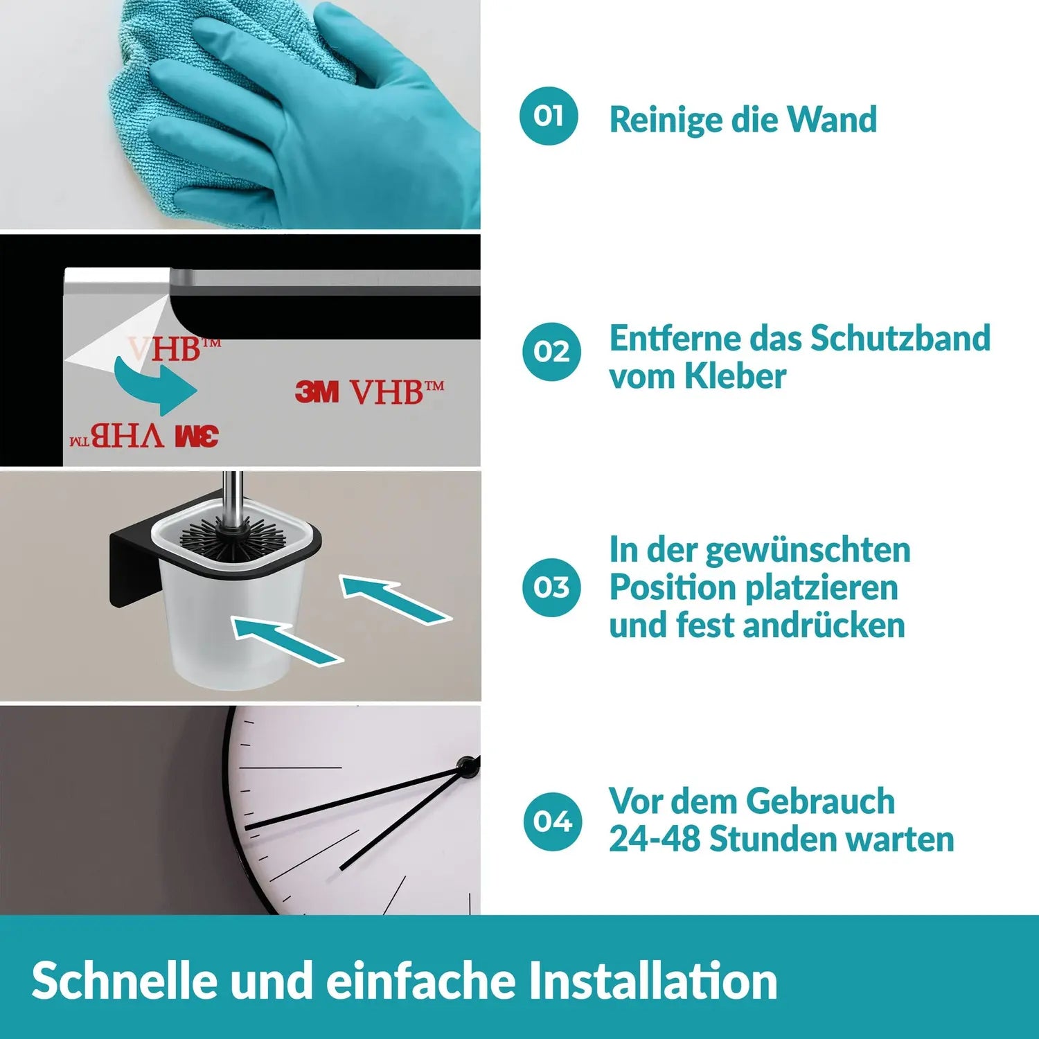 B-Ware Weissenstein Toilettenbürstenhalter Set Wc Bürstengarnitur Schwarz Wandmontage - 4260470461879