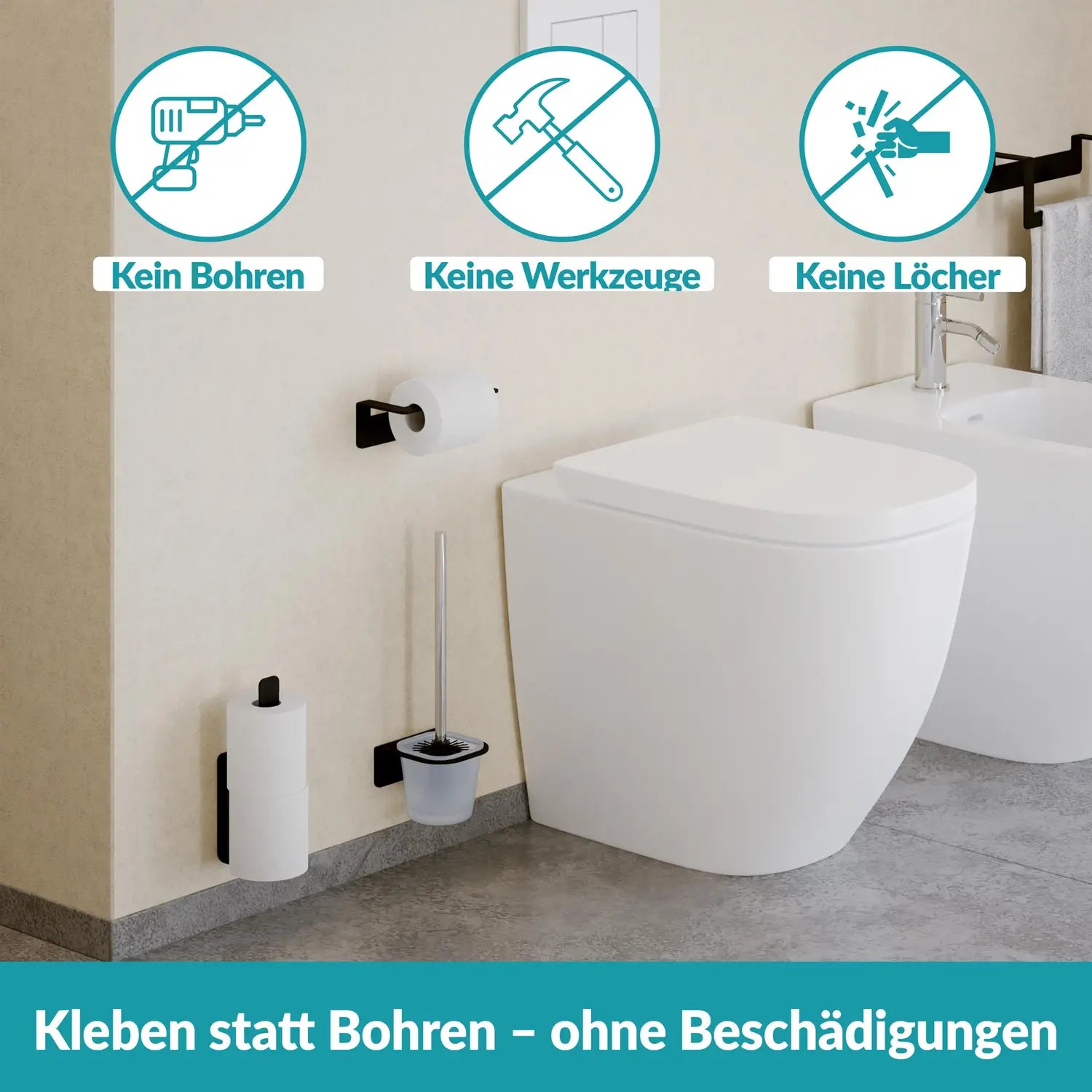 B-Ware Weissenstein Toilettenbürstenhalter Set Wc Bürstengarnitur Schwarz Wandmont305 - 4260470461879
