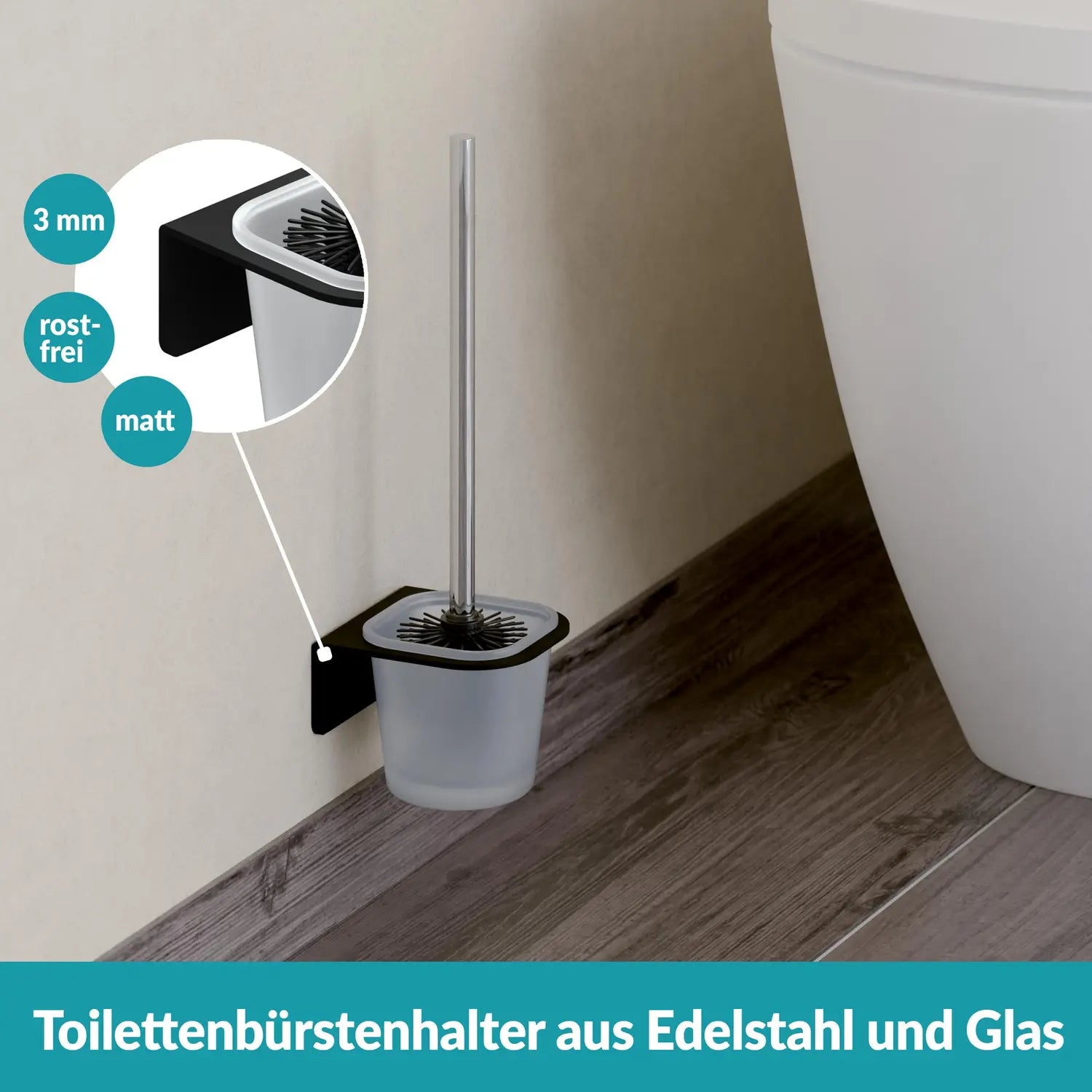 B-Ware Weissenstein Toilettenbürstenhalter Set Wc Bürstengarnitur Schwarz Wandmont305 - 4260470461879