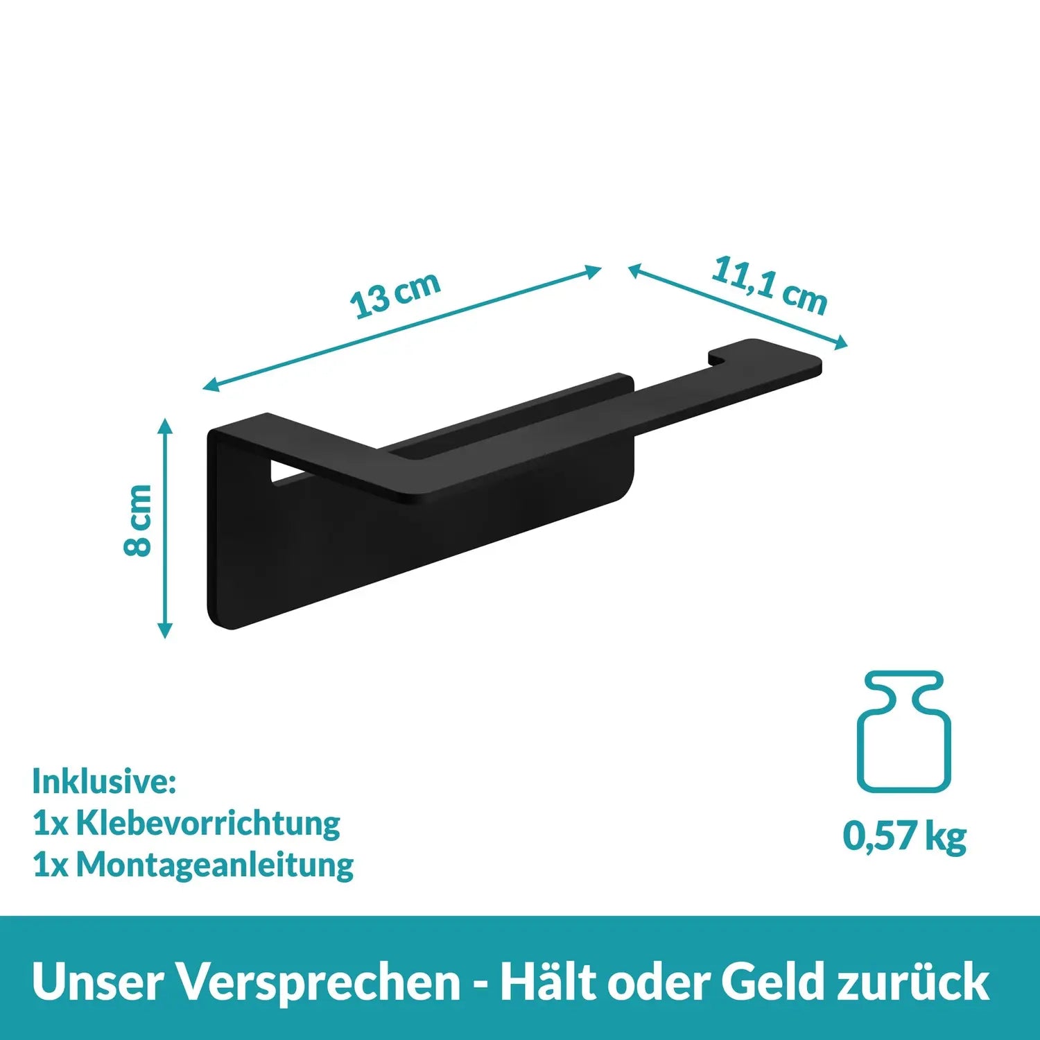 B-Ware Weissenstein Toilettenpapierhalter Halterung Badezimmer Schwarz Selbstklebend658 - 4260470461862