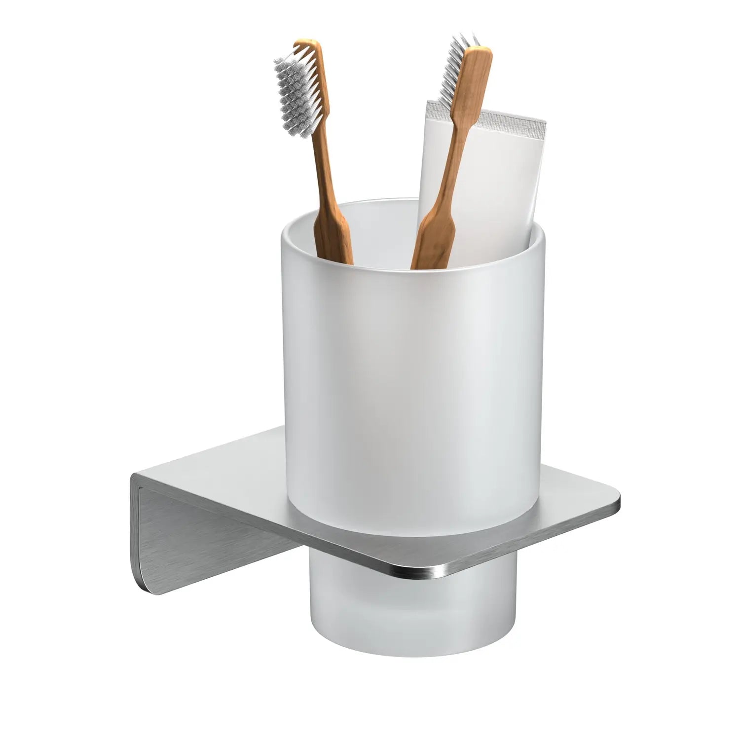 B-Ware Weissenstein Zahnputzbecherhalter Becher Badezimmer Halter Milchglas Silber Womo - 4260470461596