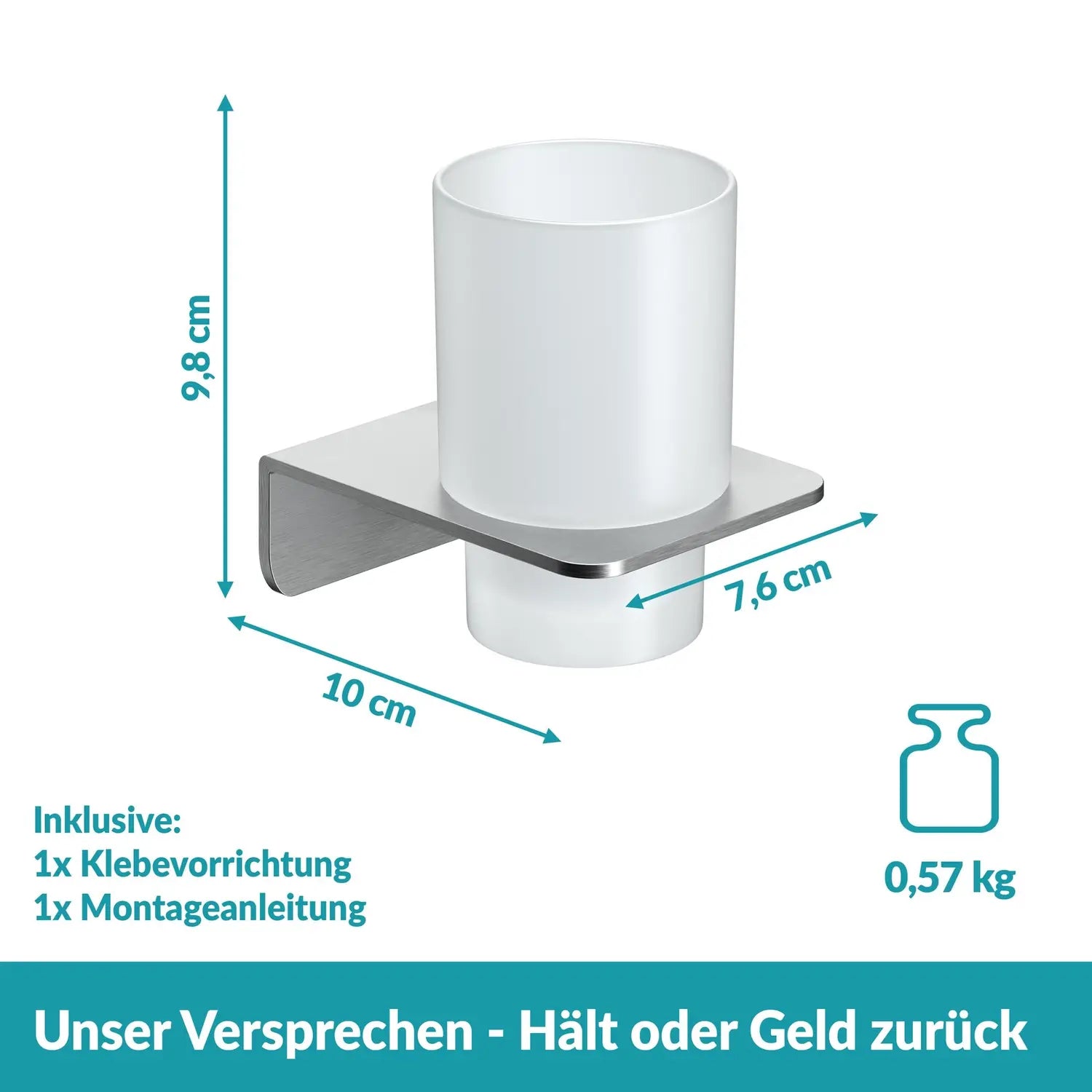 B-Ware Weissenstein Zahnputzbecherhalter Becher Badezimmer Halter Milchglas Silber Womo - 4260470461596