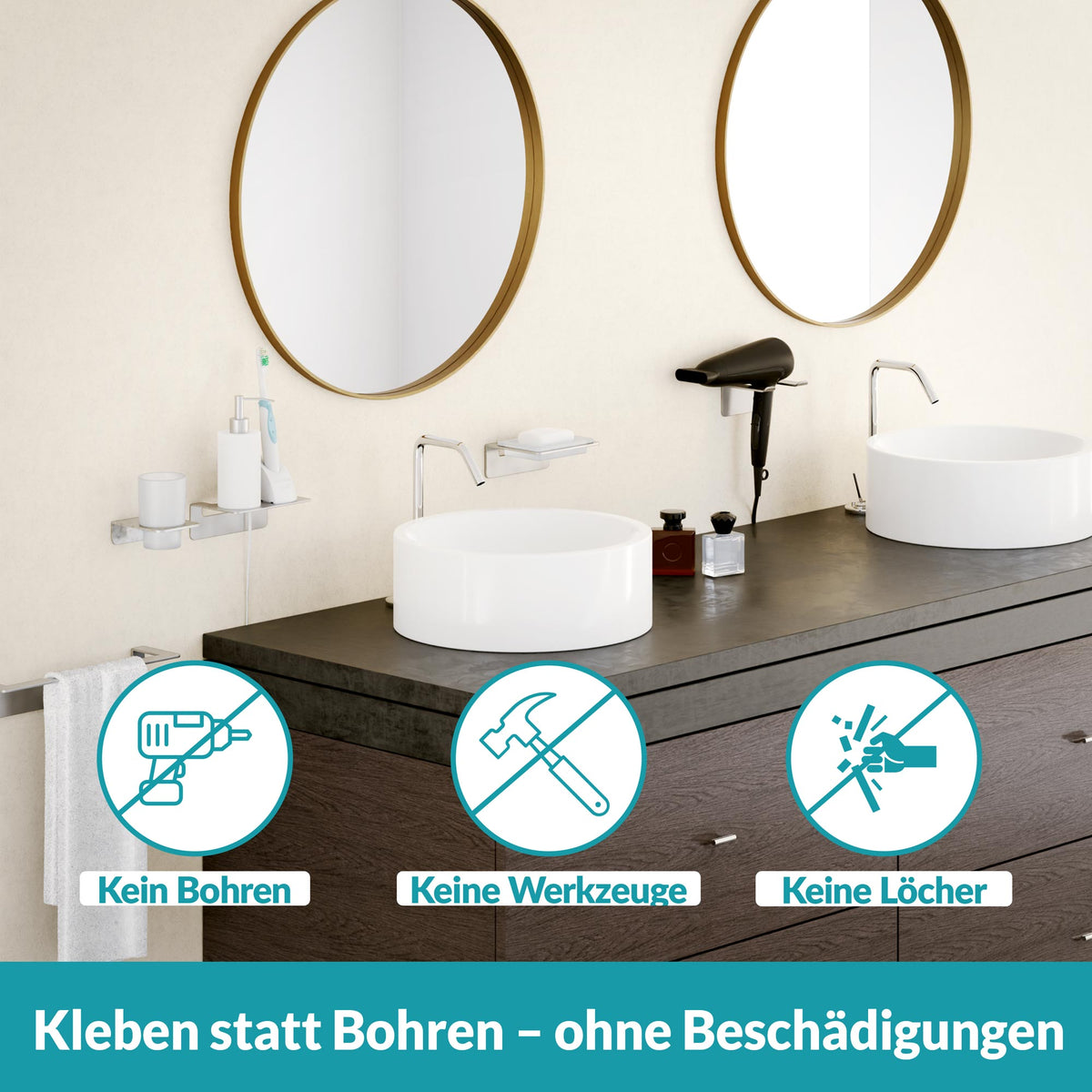 WEISSENSTEIN Zahnputzbecherhalter Becher Badezimmer Halter Milchglas Silber W167 - 4260470461596