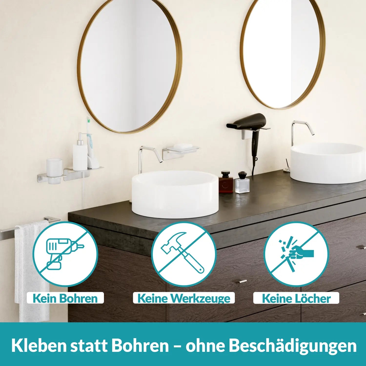 B-Ware Weissenstein Zahnputzbecherhalter Becher Badezimmer Halter Milchglas Silber Womo - 4260470461596