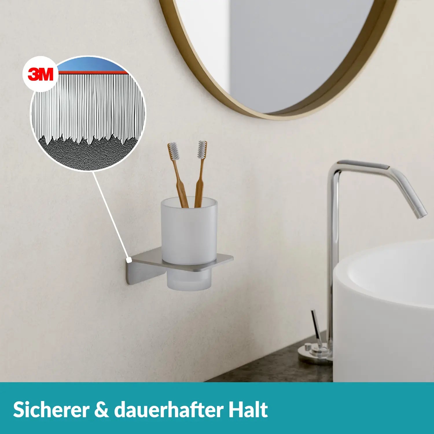 B-Ware Weissenstein Zahnputzbecherhalter Becher Badezimmer Halter Milchglas Silber Womo - 4260470461596