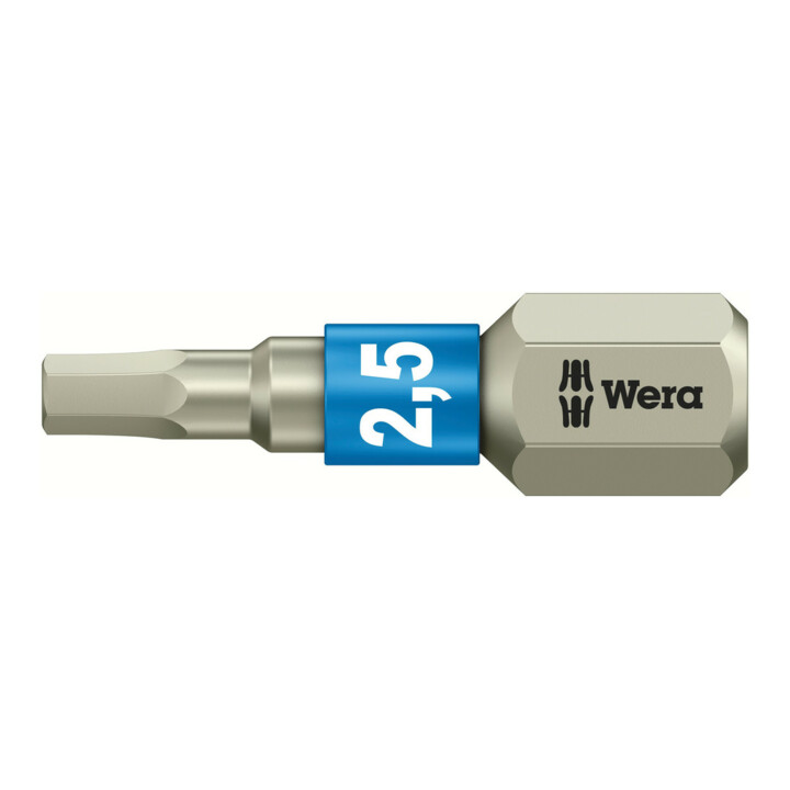 Wera 3840/1 Bit Einsatz 6 Kt Edelstahl 2 5 Mm Metrisch Länge 25 Mm B-Ware - 4013288111210