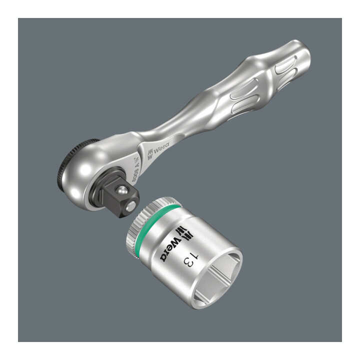 B-Ware Wera Knarre Ratsche Mini 8008 A Zyklop Hauptschlüssel 1/4 Zoll Antrieb 87 Mm