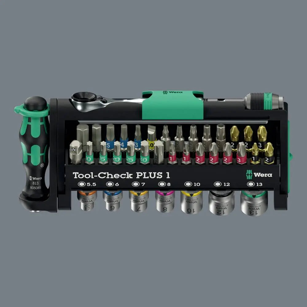 B-Ware Wera Bit Set Sortiment Ratsche Kreuzschlitz Pozidriv Torx Schwarz Grün 39 Teilig - 4013288234896