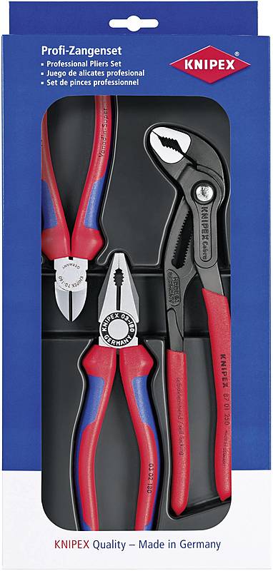 Knipex 002009 V01 Werkstatt Zangen Set 3teilig Polierte Köpfe 950 G Rot Blau B-Ware - 4003773073994