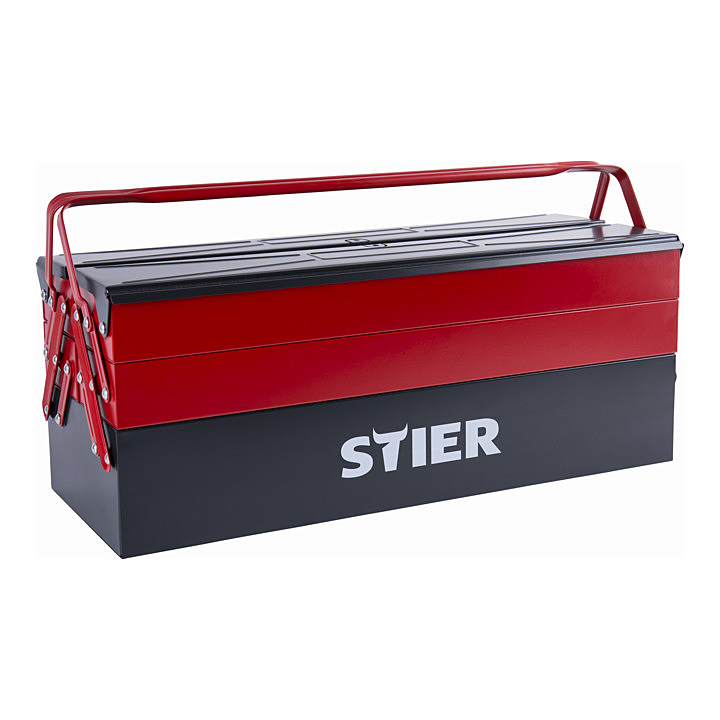 B-Ware Stier Werkzeugkasten Leer 5 Einzelfächer Stahlblech 520 X 190 X 200 Mm