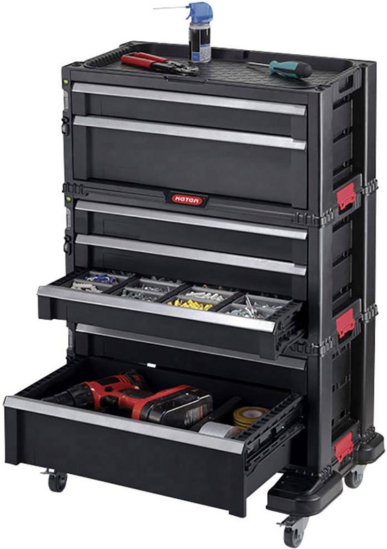 B-Ware Keter Werkzeugwagen Aufbewahrung Kasten Box Schubladen Werkzeugboxen Schwarz440 - 7290106925144