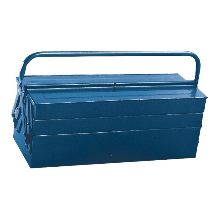 Wesma Stahlblech Werkzeugkasten Kiste B430x T200x H200mm 5 Teilig Stahlblau B-Ware