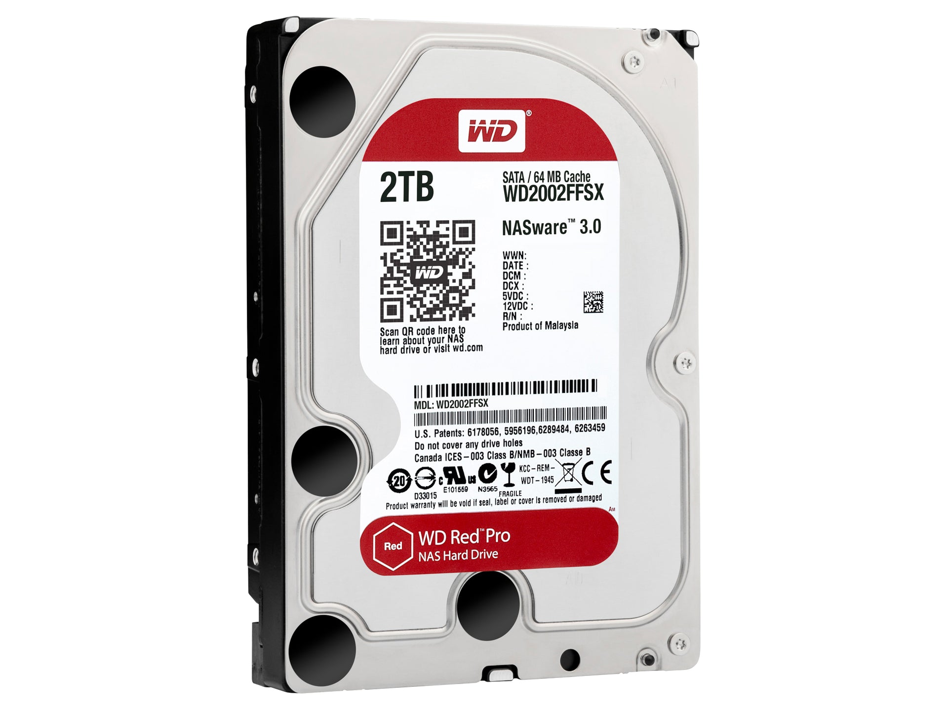 WESTERN DIGITAL Festplatte Laufwerk HDD NAS Rot 2 TB Red Pro WD2002FFSX 7200 RPM - 0718037835570