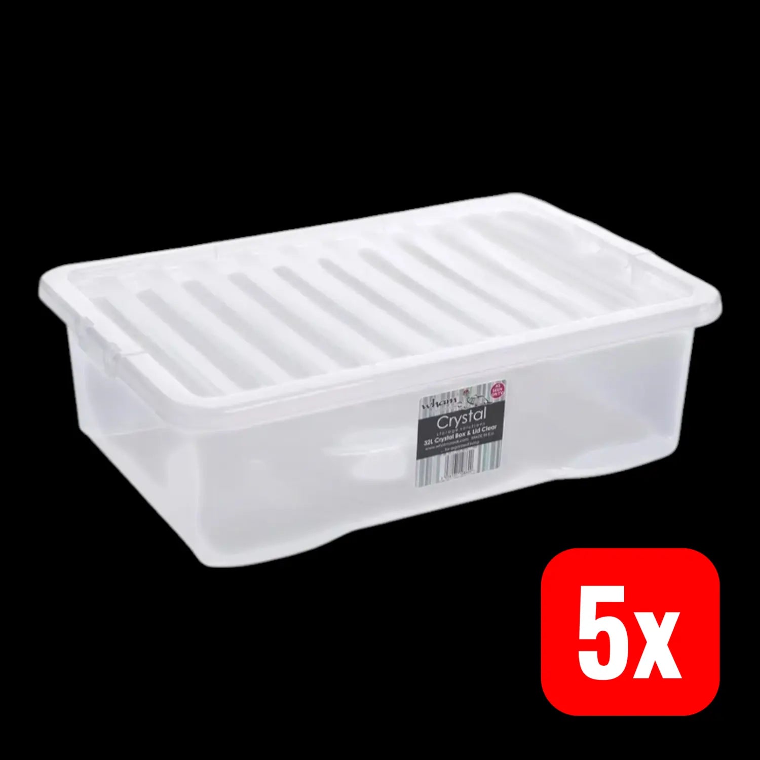B-Ware Wham Aufbewahrungsbox Kiste Transparent Deckel 32 Liter Box 60x40x18 Cm 5 Stück - 5038135108600