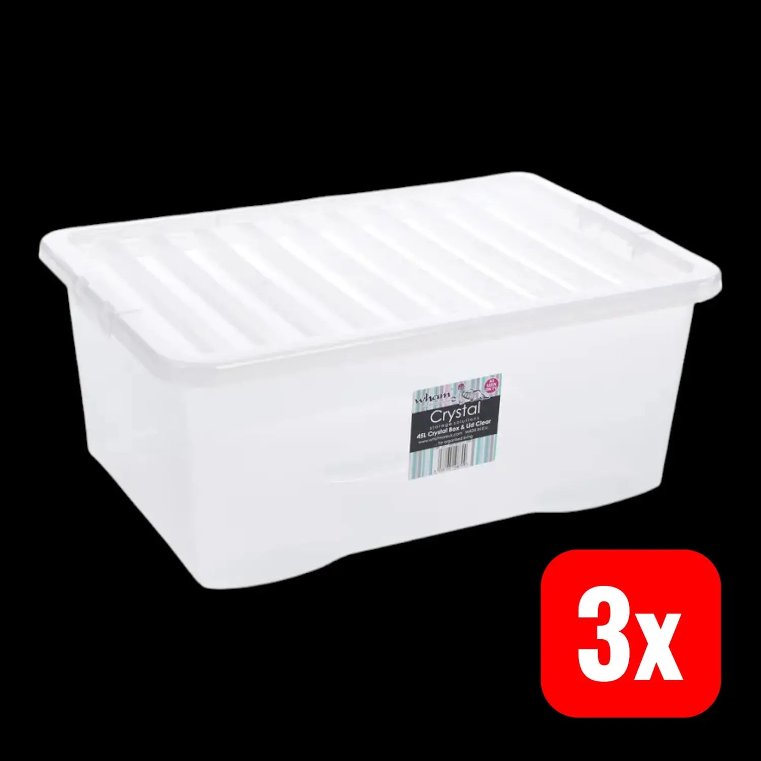 B-Ware Wham Aufbewahrungsbox Behälter Mit Deckel Box 45 L Transparent 3 Stück - 5038135108709