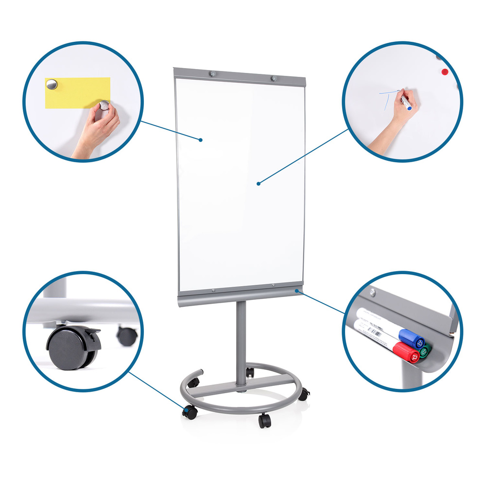 B-Ware Hjh Office Whiteboard Flipchart Multiboard Silber Höhenverstellbar Siehe Text - 4251084696597
