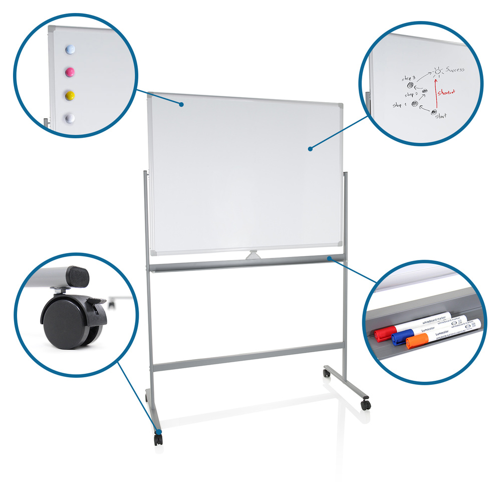 B-Ware Hjh Office Whiteboard Wendetafel Magnettafel Multiboard Weiß Silber 128 X 187 Cm - 4064323007296
