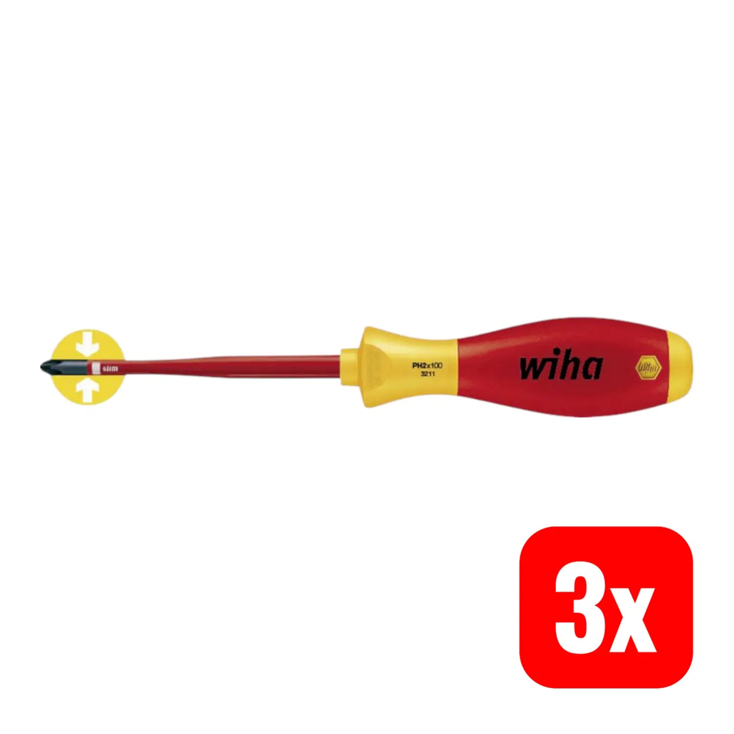 B-Ware Wiha 3241 Sf Slim Line Vde Kreuzschlitz Schraubendreher Pz2 Klinge 100mm 3 Stück - 4010995353964