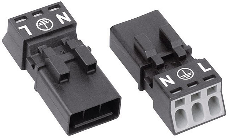 B-Ware Wago Netz Stecker Verbinder Winsta Mini Stecker Schwarz 2 Pol Pe 16 A 8 Stück - 4045454233136