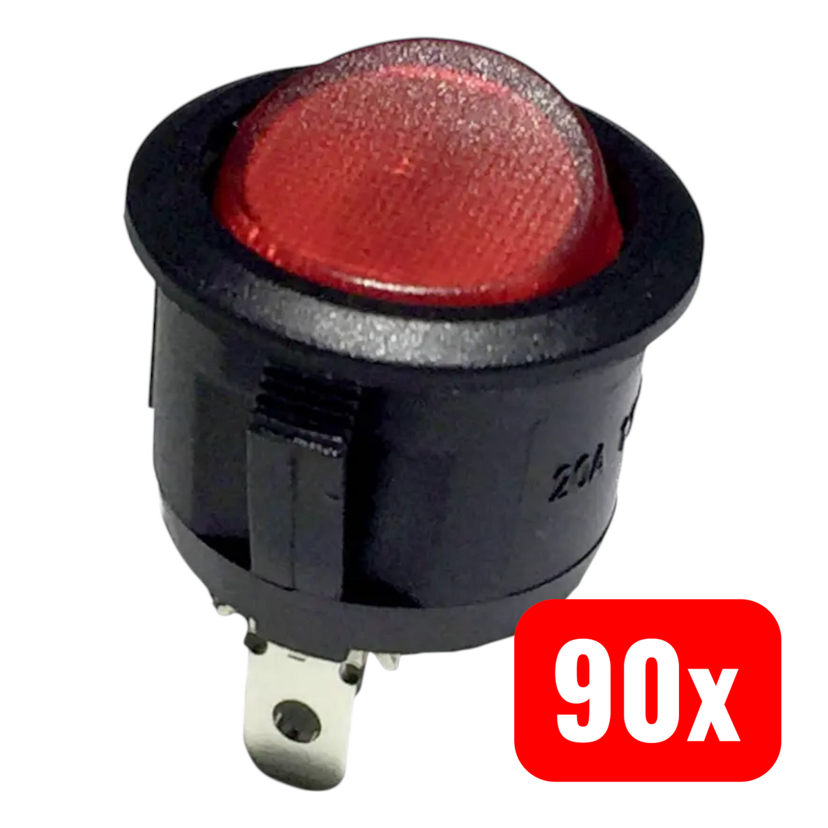 TRU COMPONENTS Wippschalter Kippschalter LED rot 1 x Aus Ein rasten 90 STÜCK - 4064161297422