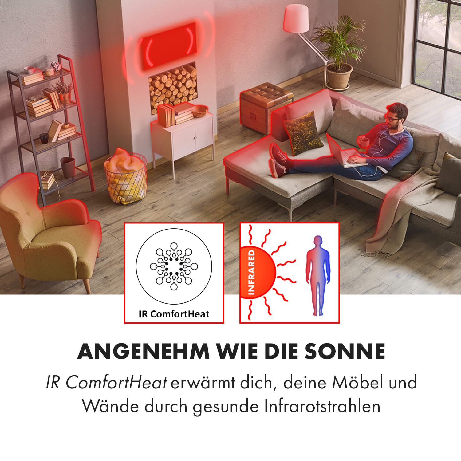 Klarstein Wonderwall Air 96 Infrarotheizung 120 X 81 Cm Heizung Heizungskörper B-Ware - 4060656158827