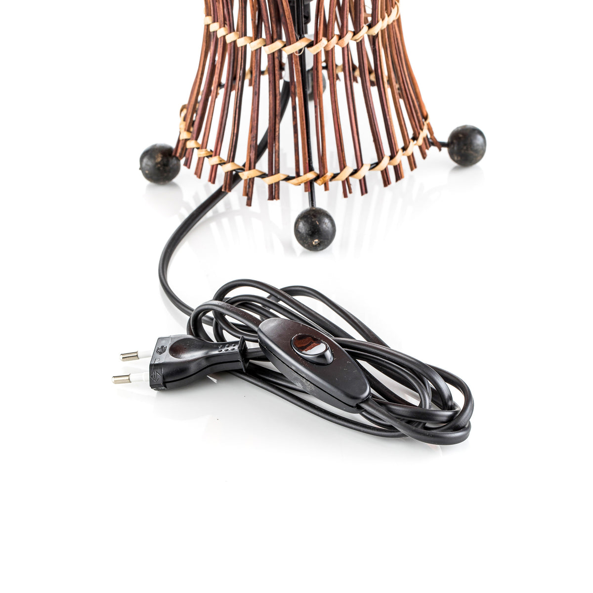 Woru Tischleuchte Lampe Elena Stoffschirm Orange Holz Textil Schalter Unikat - 4250323846137