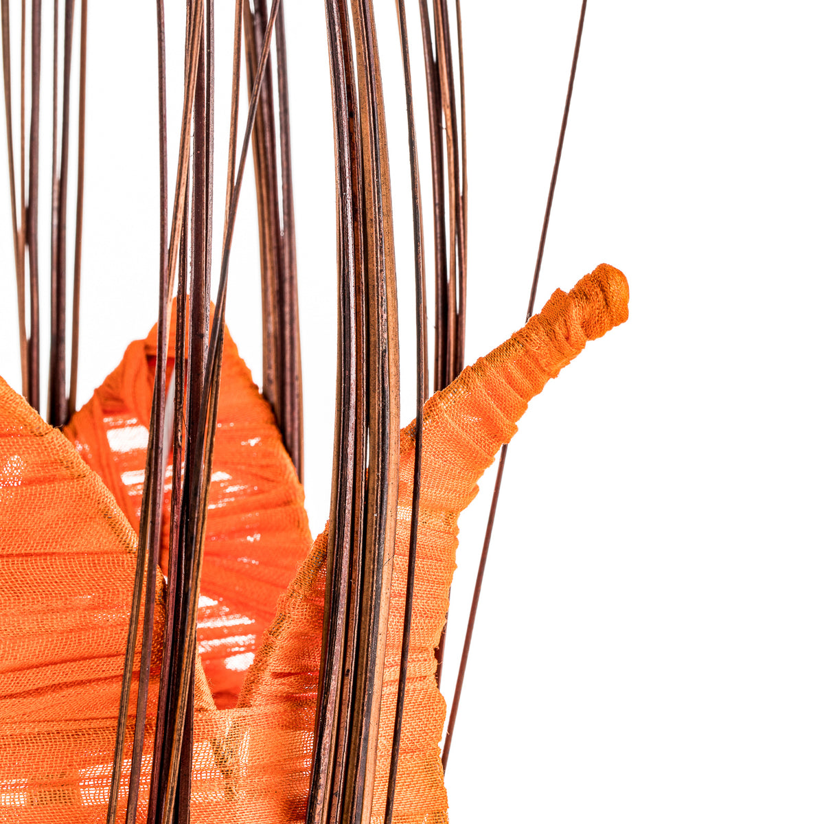 Woru Tischleuchte Lampe Elena Stoffschirm Orange Holz Textil Schalter Unikat - 4250323846137