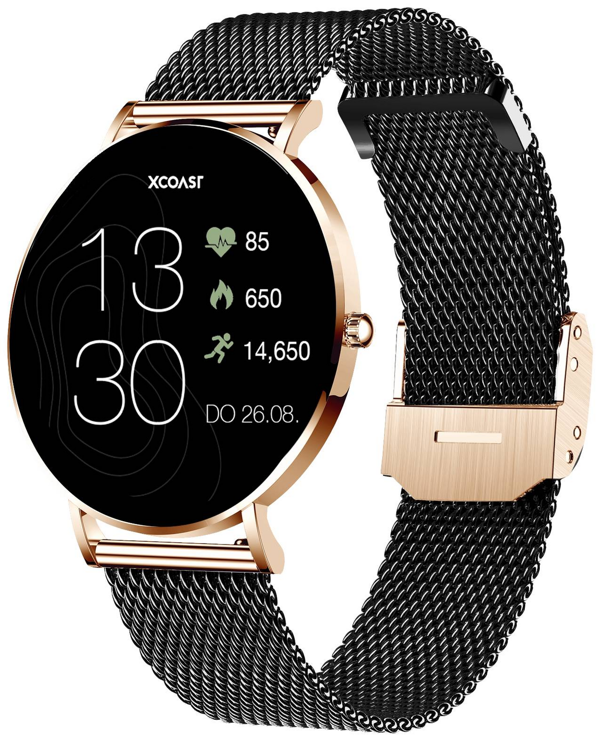 B-Ware Xcoast Siona 2 Smartwatch 42mm Schwarz Roségold Uhr Watch Fitnessuhr Tracking153