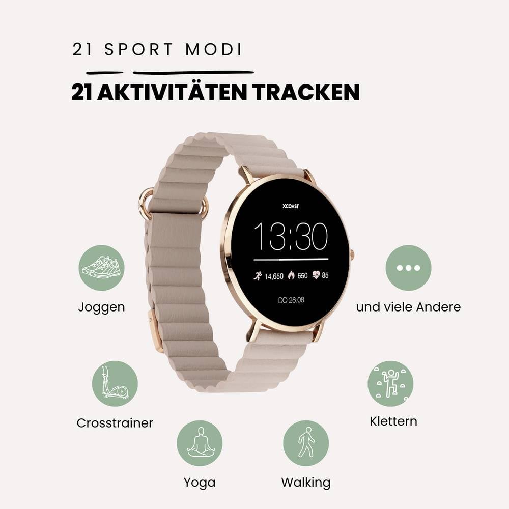 XCOAST Smartwatch Uhr Damen Fitness SIONA 2 Wave Sand Touchdisplay - 4260449576887