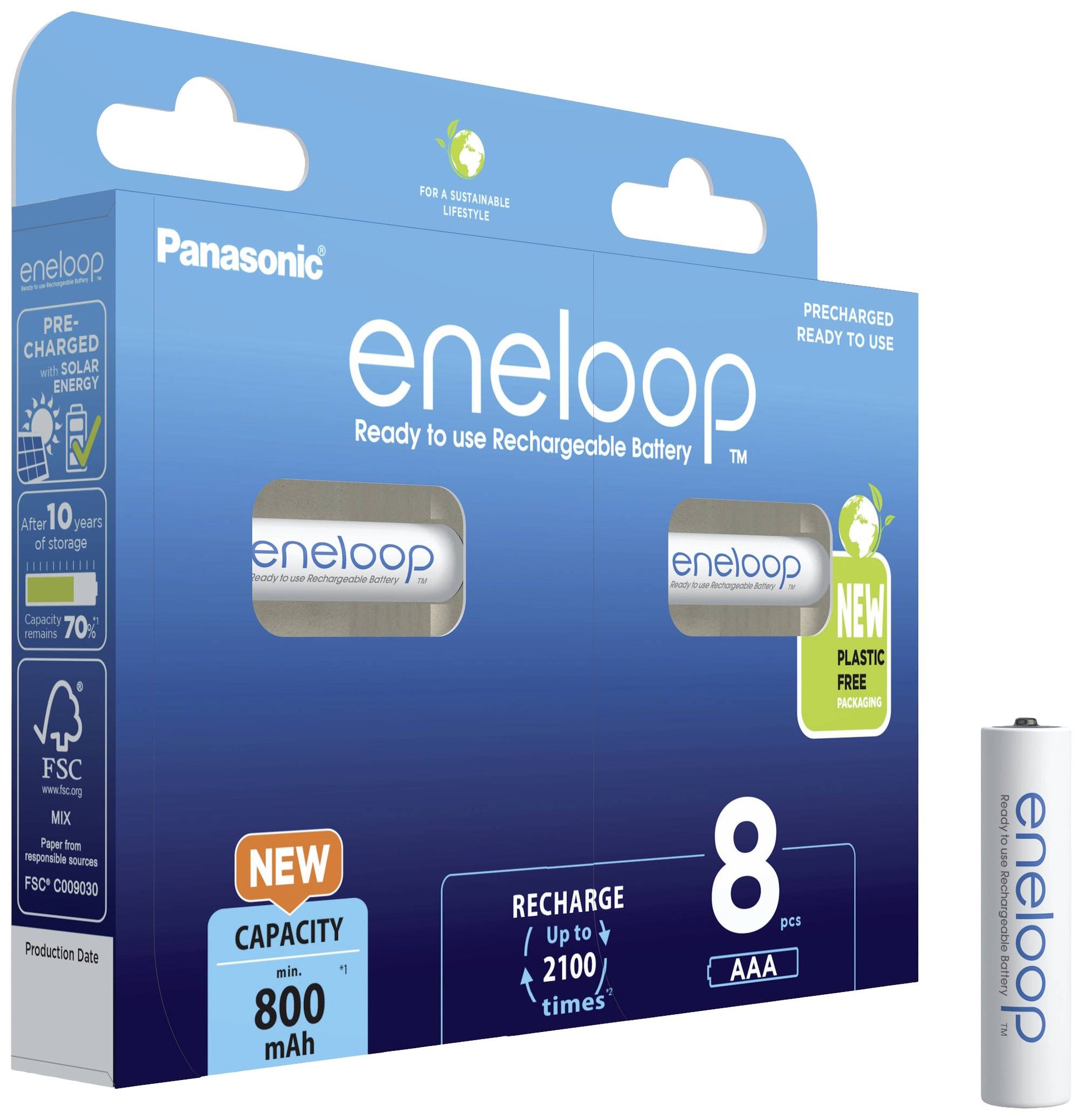 Panasonic eneloop HR03 Micro AAA-Akku Batterie AAA Akku NiMH 800 mAh 10 SETS - 5410853064329