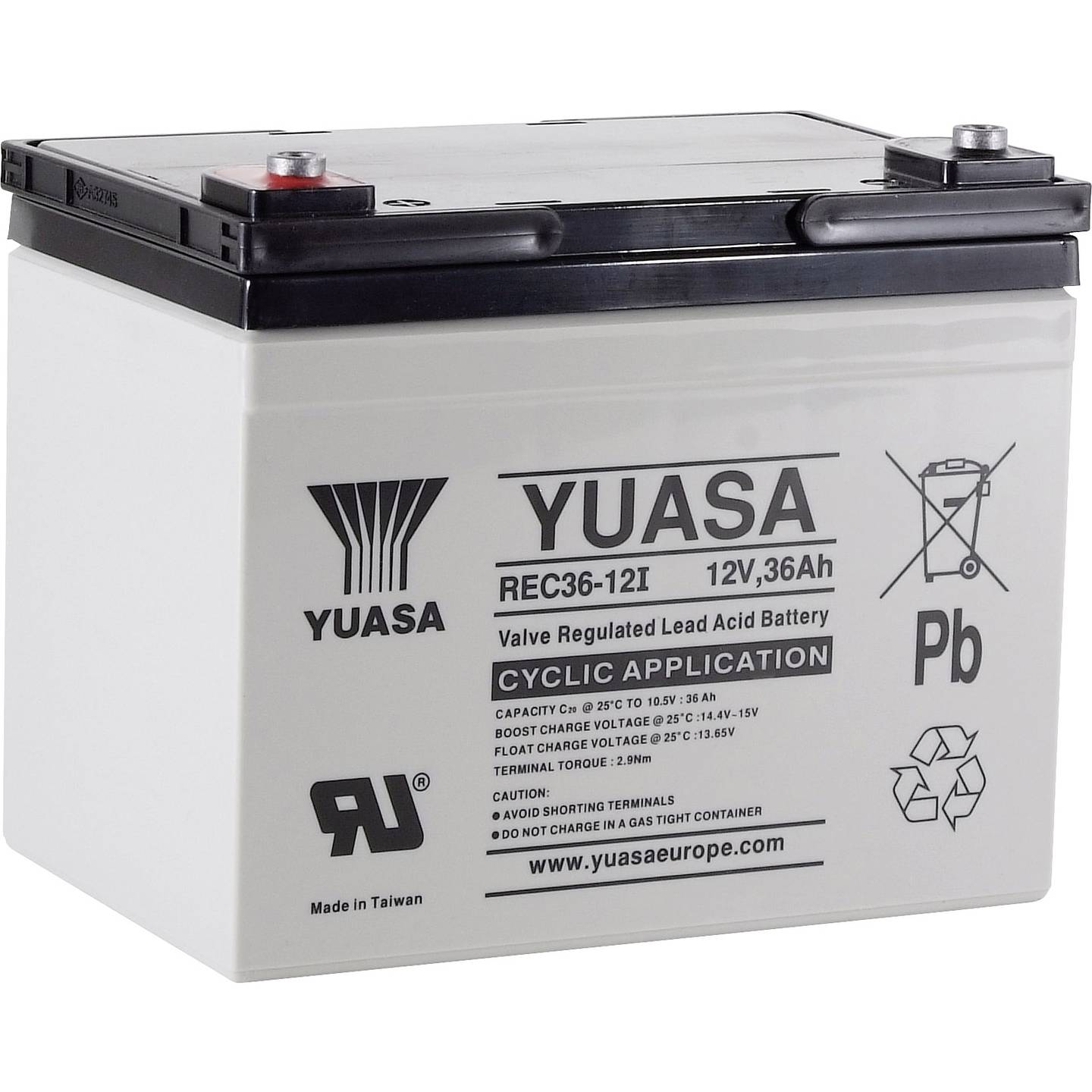 Yuasa Bleiakku Akkumulator 12 V 36 Ah AGM Blei Vlies M5 Schraubanschluss Gering - 2050004548655